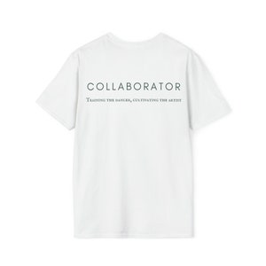 May include: White t-shirt with the text "COLLABORATOR" and the tagline "TRAINING THE DANCER, CULTIVATING THE ARTIST" printed on the back.