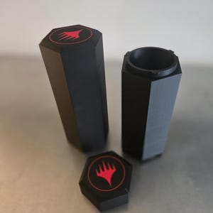 Hexagon Magic the Gathering Playmat & Dice Holder | 3D Printed MTG Storage Tube | Dual-Compartment Travel Case