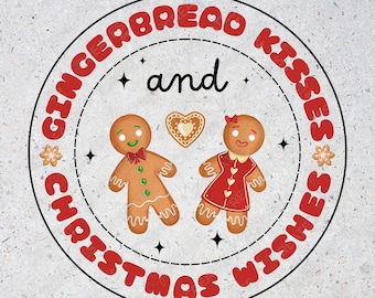 Gingerbread Kisses and Christmas Wishes PNG, Gingerbread SVG, Christmas png, Xmas Gift Svg, Cut Files For Cricut, Christmas sublimation png