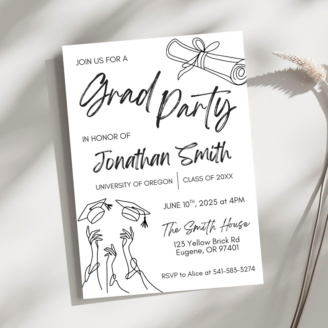 Generic Grad Invite Graduation Invitation, Grad Party Invitation, Grad Invite Printable ...