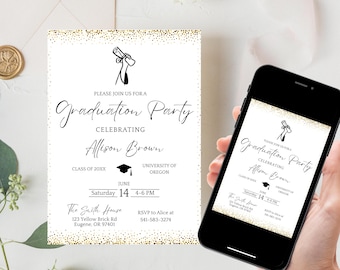Graduation Invitation, Grad Party Invitation, Grad Invite Printable, Editable Canva Template, Invitation Digital Download, Canva Evite