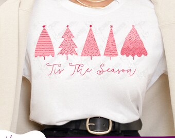 Retro Christmas png, Tis the Season Png, Pink Christmas tree png, Cute Christmas png, Christmas sublimation, Christmas svg, xmas tree png
