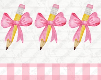Pencils with Bows png, Back to School Digital Download, Girly School png, Back to School Girls PNG, Kids Back to School Design, cute bow png