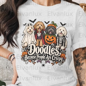Garabatos porque la gente da miedo, Perros de Halloween PNG, Imágenes prediseñadas de disfraces de perros divertidos, Diseño de mascotas espeluznantes, Descarga digital para amantes de los perros de Halloween