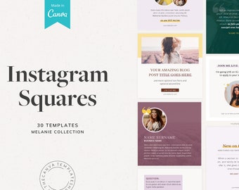 The Melanie Instagram Squares Canva Template | Canva Grid | Carousel | Content Templates
