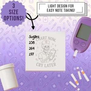 Snarky “Chart Now, Cry Later” Sticky Notes: Skeleton Nurse Post-it® Memo Pad, Office & School Stationary Supplies