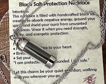Witch’s Black Salt Necklace – Protection Amulet Pendant