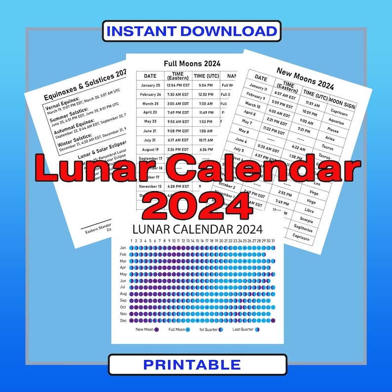 2025 Lunar Calendar Printable PDF Etsy UK