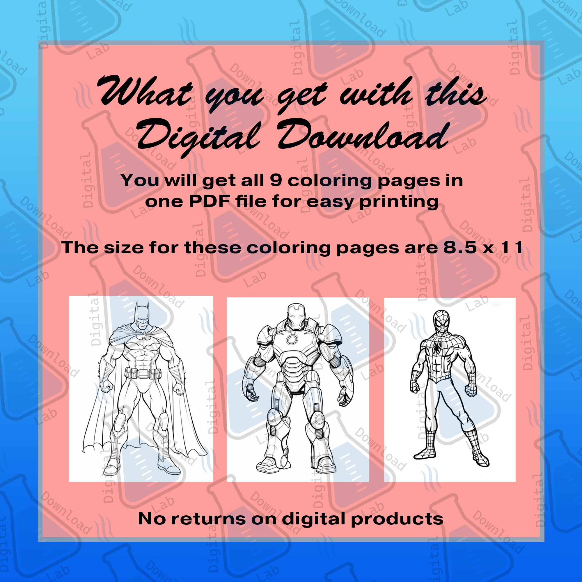 Superheroes Coloring Pages Etsy