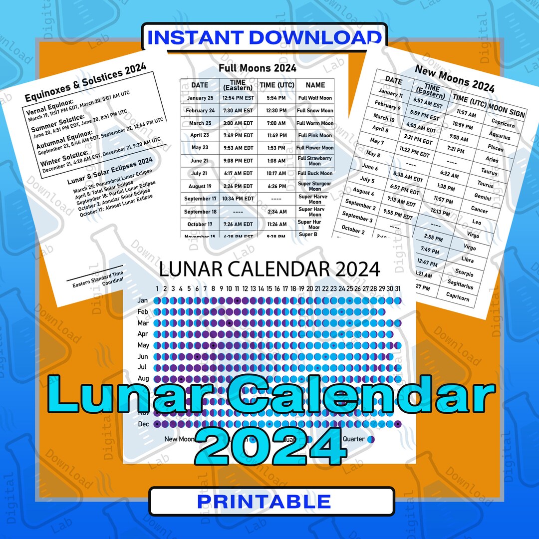 2025 Lunar Calendar Printable PDF Etsy
