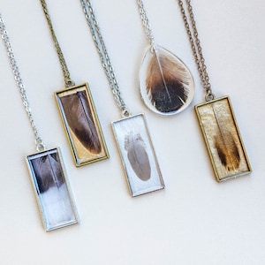 REAL Feather Necklaces, Necklace, Jewelry, Feather, Bird, Bird Feather, Bird Necklace, Bird Jewelry, Nature, Cottagecore, Mockingbird