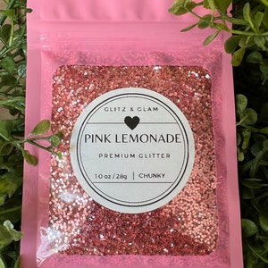 Limonade rose - grosses paillettes - travaux manuels - boules à neige scintillantes - paillettes pour gobelets - paillettes pour résine - créations d'ongles - maquillage - époxy