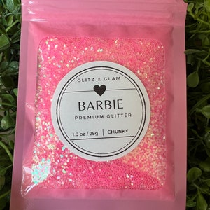 Felroze Barbie - dikke glitter - knutselen - sneeuwbolglitter - glitter voor bekers - glitter voor hars - nailart - make-up - epoxy