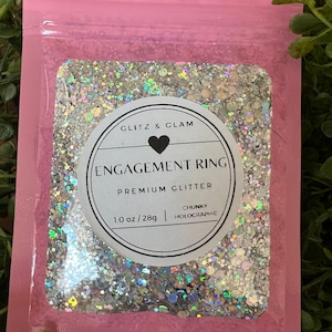 Verlobungsring - Holographischer Chunky Glitter - Kunsthandwerk - Schneekugel Glitter - Glitzer für Becher - Glitter für Harz - Nail Art - Epoxidharz