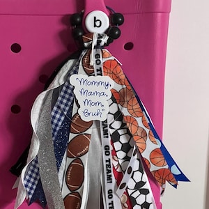 Mommy | Mama | Mom | Bruh | Bogg Bag Charm | Sports Team Gift | Ribbon Tassel | Bag Charm | Gift For Her | Personalized | Sports Bag Tag