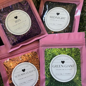 Collection automne (1 couleur de chaque couleur) - grosses paillettes - boules à neige scintillantes - paillettes pour gobelets - paillettes pour résine - décorations d'ongles - maquillage - époxy
