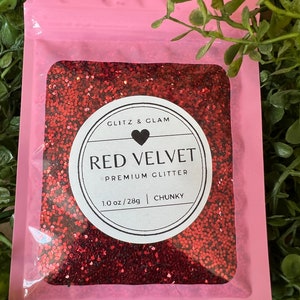 Velours rouge - grosses paillettes - travaux manuels - boules à neige scintillantes - paillettes pour gobelets - paillettes pour résine - créations d'ongles - maquillage - époxy