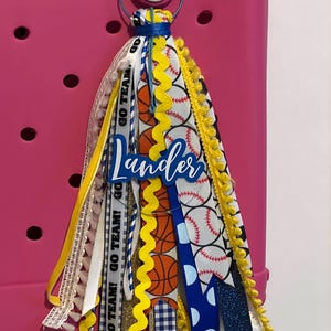 Custom Ribbon Bag Charm | Bogg Bag Charm | Sports Team Gift | Ribbon Tassel | Bag Charm | Gift For Her | Personalized | Mom | Sports Bag Tag