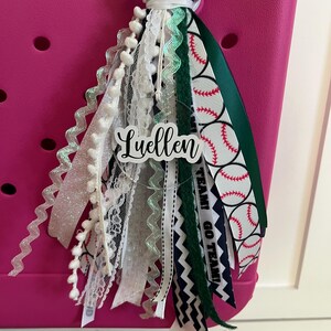 Custom Ribbon Bag Charm | Bogg Bag Charm | Sports Team Gift | Ribbon Tassel | Bag Charm | Gift For Her | Personalized | Mom | Sports Bag Tag