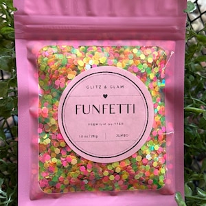 Funfetti - Jumbo Glitter - Crafts - Snowglobe Glitter - Glitter For Tumblers - Glitter For Resin - Nail Art - Makeup - Epoxy
