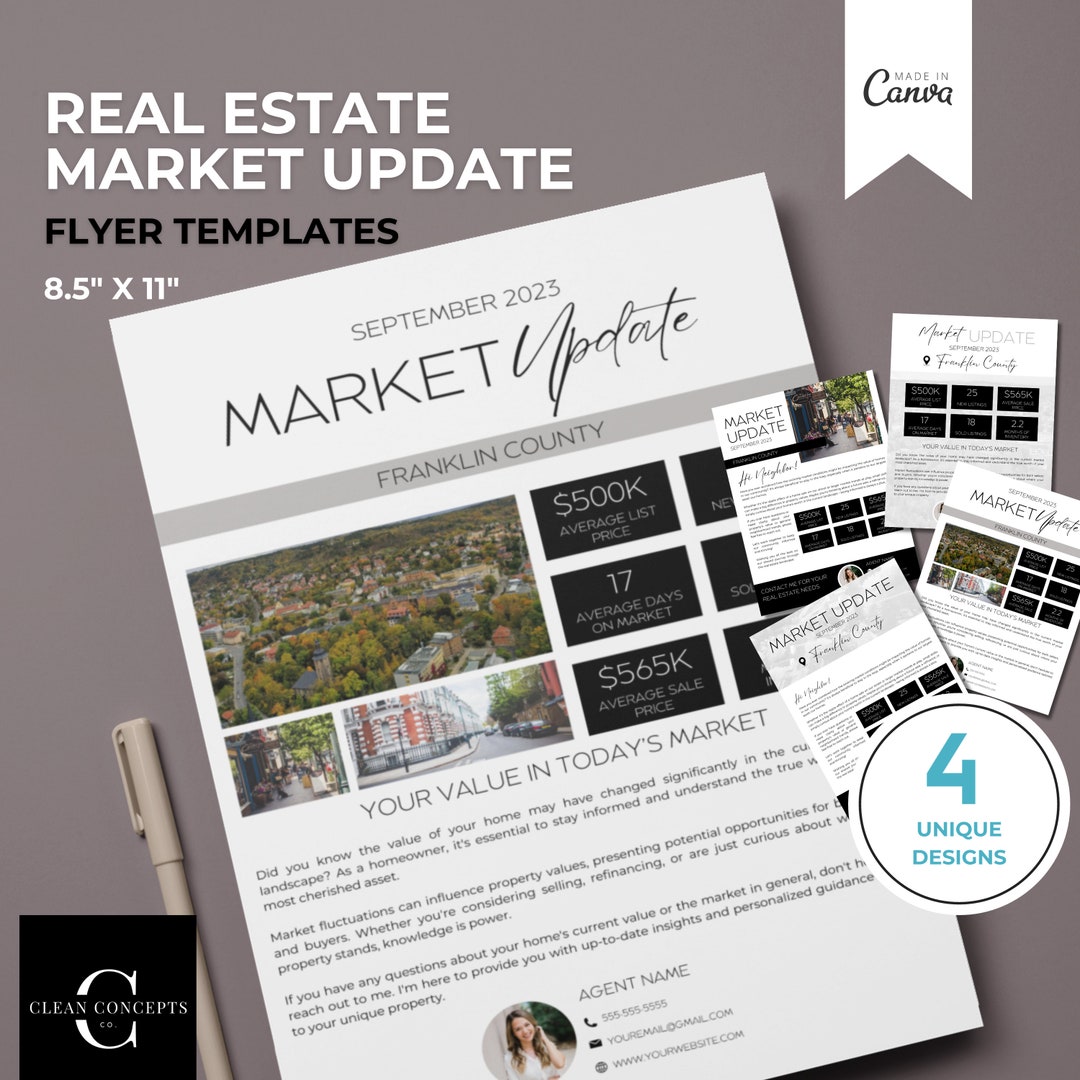 Modern Real Estate Market Update Flyer Templates for Agents Editable