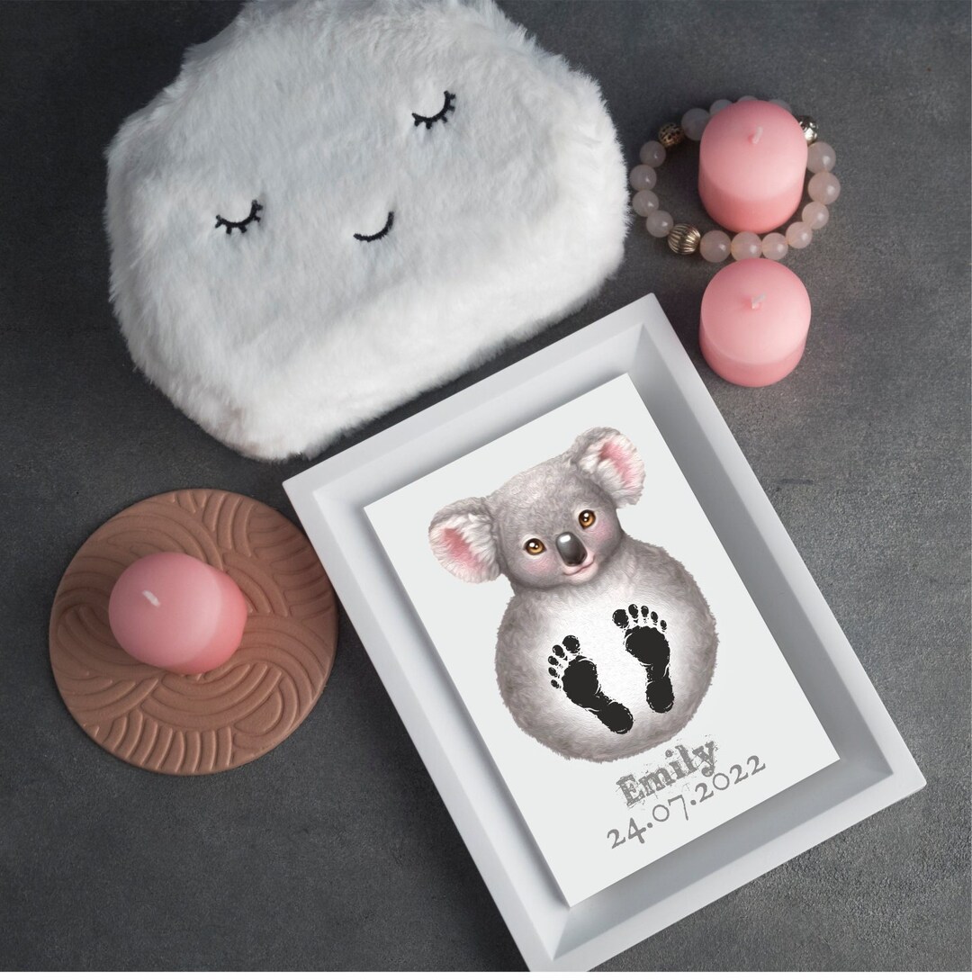 Personalised Footprint Koala Newborn Footprint Baby Etsy