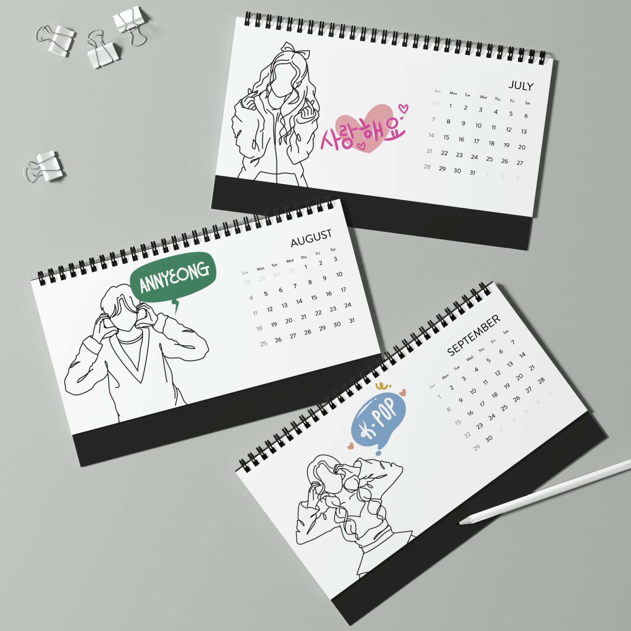 Desktop Calendar 2024, Kpop calendar,KPop Monthly Calendar sold by