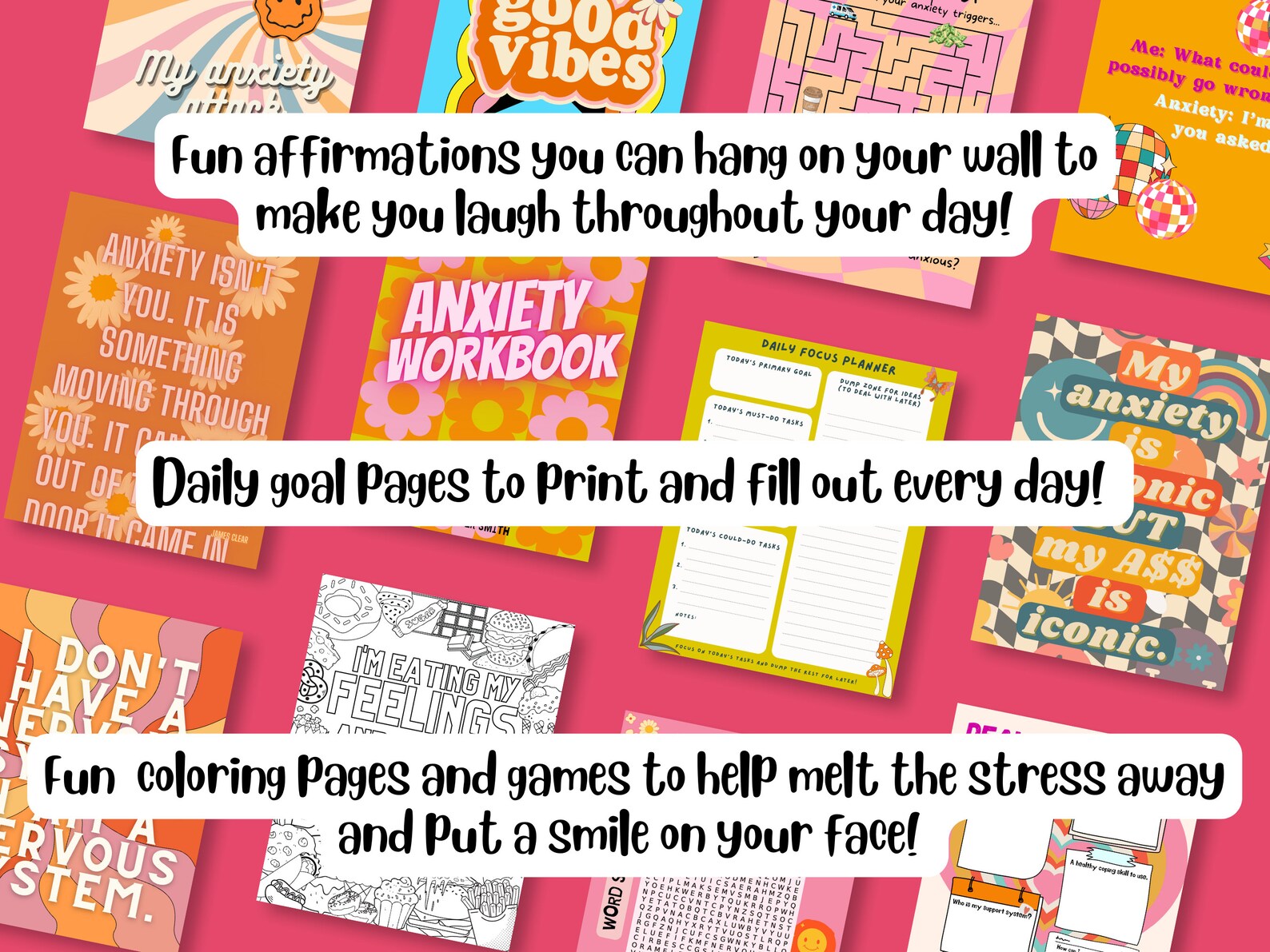 Anxiety Worksheets | Anxiety Coloring Pages | Instant Digital Download ...