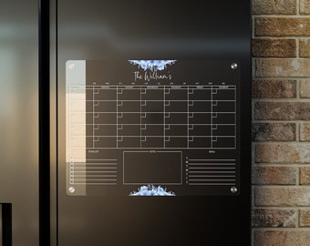 Fridge Calendar and Magnets, Family Calendar Dry Erase Board, Flower Calendar 2024,Acrylic Calendar For Fridge Personalized,Monthly Calendar