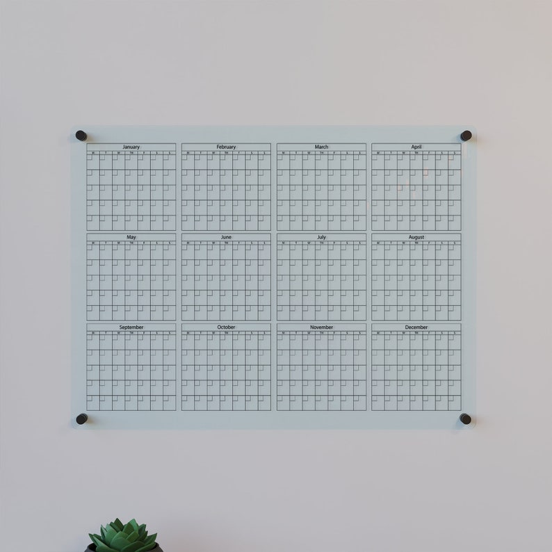 Annual Calendar Template Annual Calendar Yearly Wall Calendar Dry Erase ...