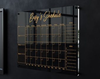Grande calendario da parete 2022 / Lavagna a secco per cucina / Pianificatore mensile stampabile / Pianificatore familiare con testo in oro acrilico
