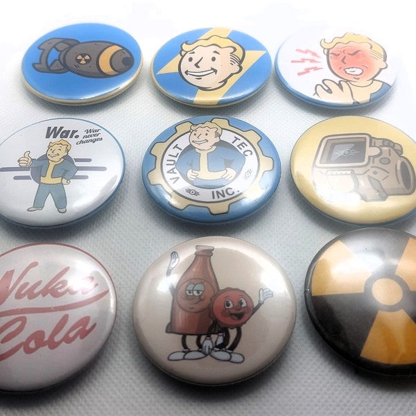 Fallout Series Vault Boy Badges Fallout Collection - Vault-Tec Inspired Decals for Fans of the Iconic Video Game Series - Handmade Pin Badge
