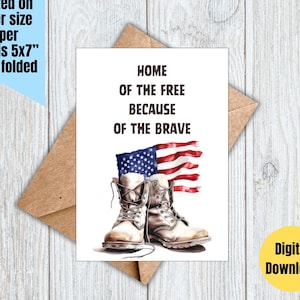 Printable military greeting card 5x7 digital download