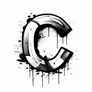 Adesivo de letra "C" de graffiti, arte de rua exclusiva à prova d'água