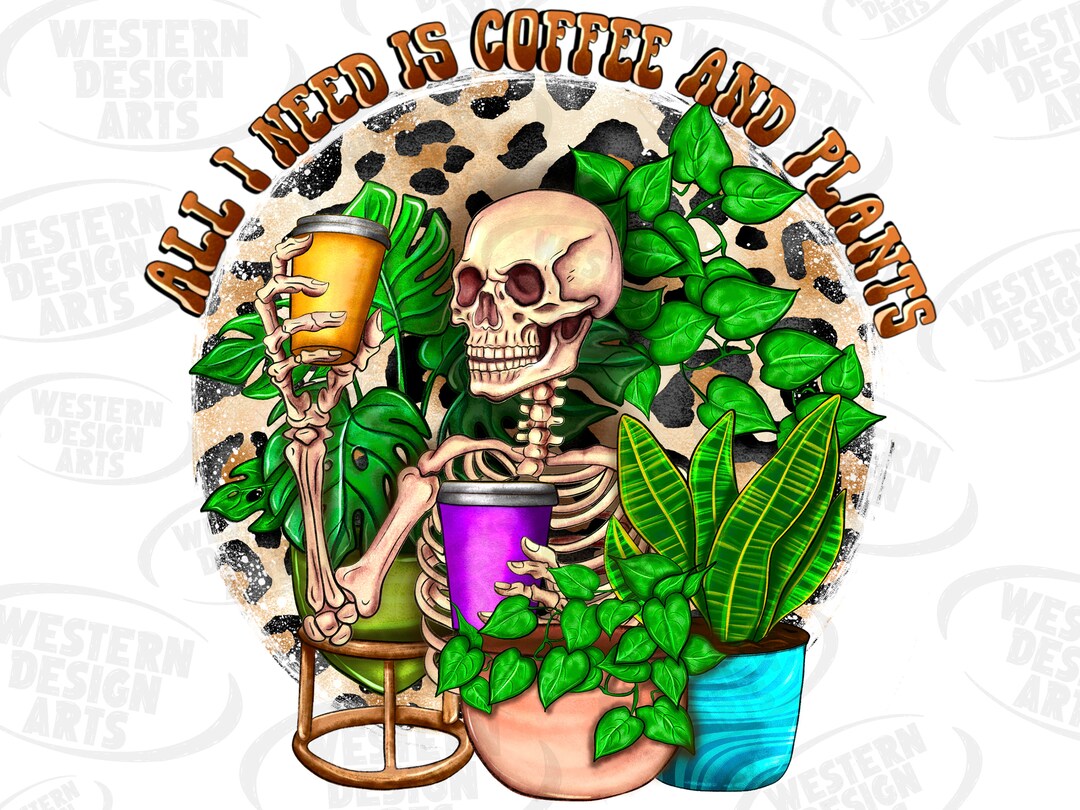 Coffee and Plants PNG File for Sublimation Plant Png, Plant Coffee