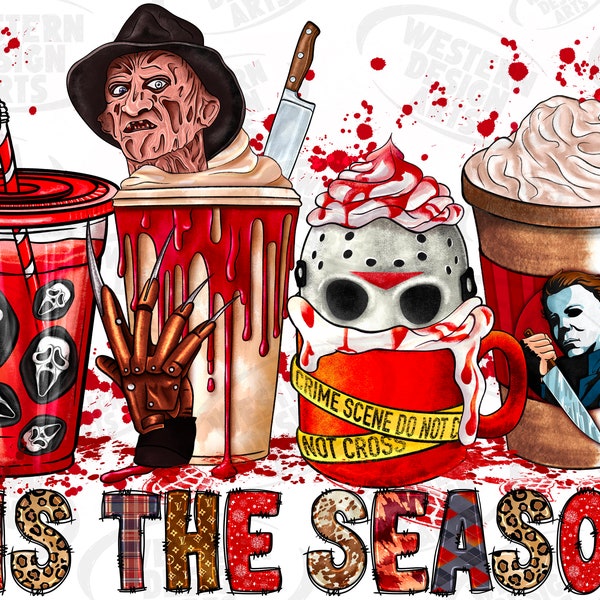 Horror Characters Coffee Png, Halloween Coffee Png,Horror Png, coffee cup sublimation digital, Horror Coffee,Halloween Coffee,Tis The Season