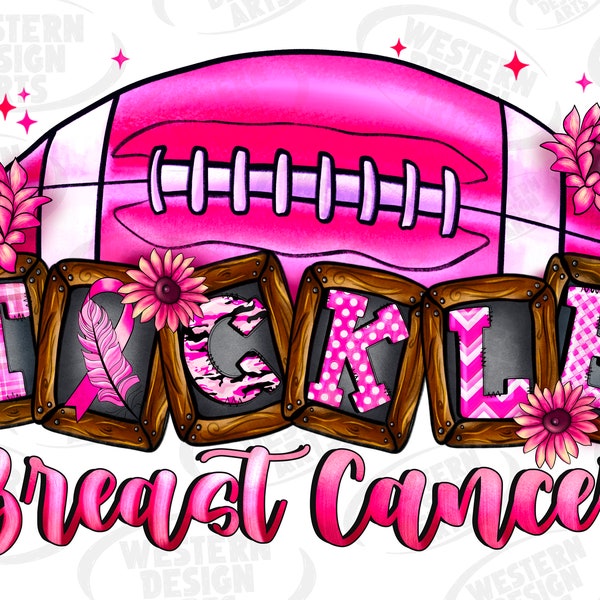 Tackle Cancer Png , Sublimation Png, Breast Cancer Football, Breast cancer awareness, Cancer awareness, Pink ribbon, Leopard print, Football