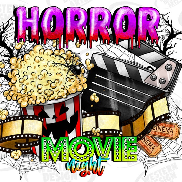 Horror Movie Night Png Sublimation Design, Halloween Png, Horror Png, Halloween Movie Night ,Clapperboard, Halloween Digital Download,