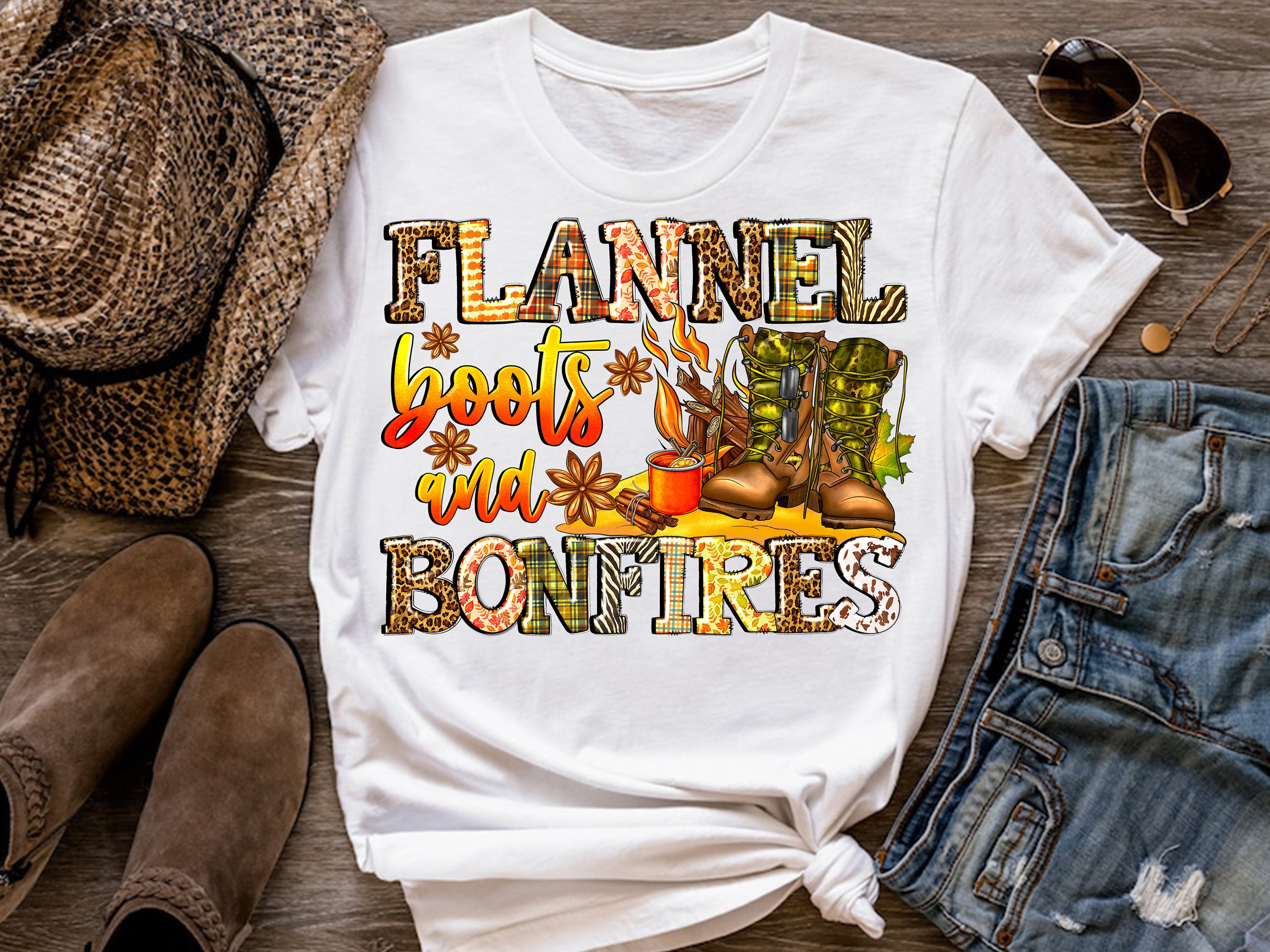 Flannels Boots and Bonfires Png Sublimation Design Download Etsy