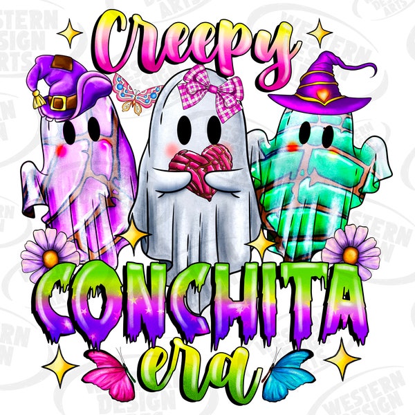 In My Creepy Conchita Era Ghost PNG, Spooky PNG, Halloween PNG, Clipart, Pan Dulce, Cute Design, Concha Sublimation Design Commercial Use