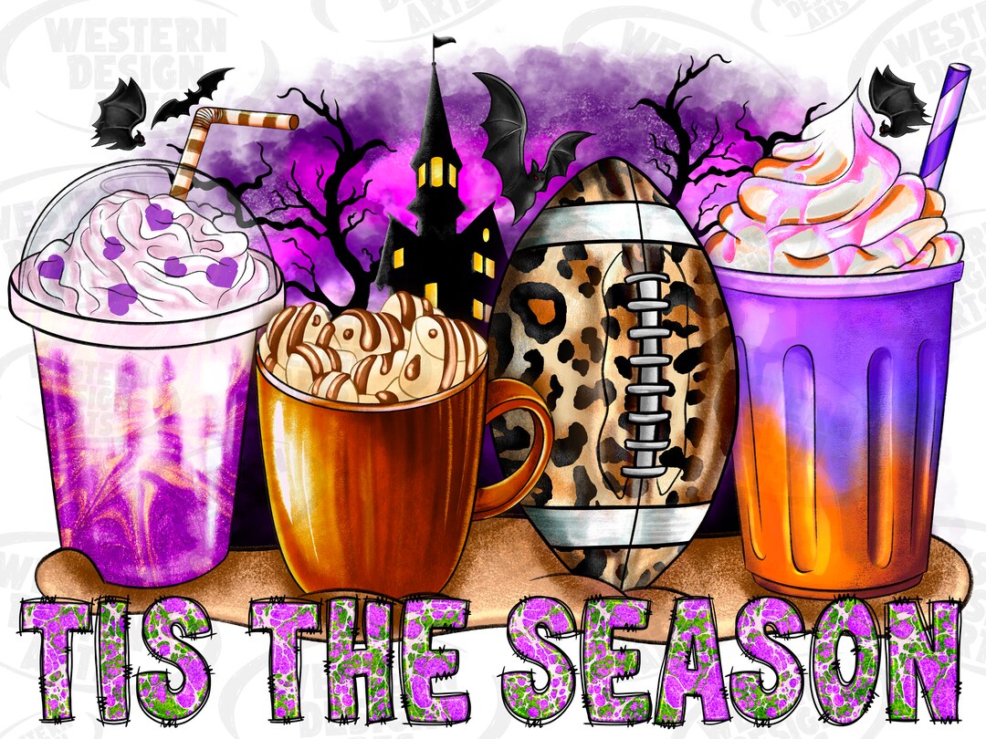 Tis the Season Halloween Coffee Cups Png Sublimation Design, Coffee