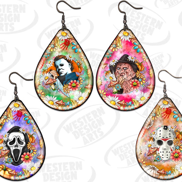 Halloween png, halloween earring png, halloween teardrop earring, halloween, scream png, saw png, horror earring png, Sublimation Design