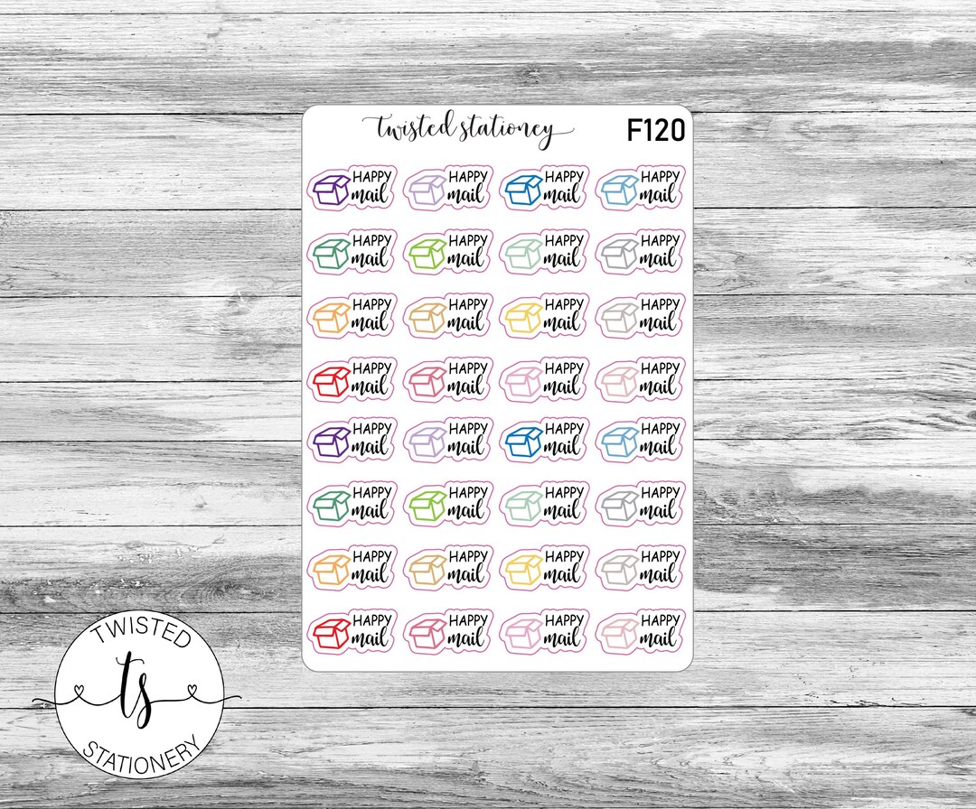Mail Script Decal Ribtable Happy Mail Script Icons Functional Stickers, Planner Stickers ...