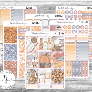 Autumn Home Weekly Kit Stickers, Planner Stickers, Scrapbooking, Bullet Journals, No White Space Kit, Vertical Planner Stickers