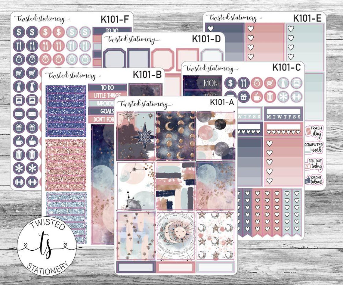 Galaxy Weekly Kit Stickers, Planner Stickers, Scrapbooking, Bullet ...