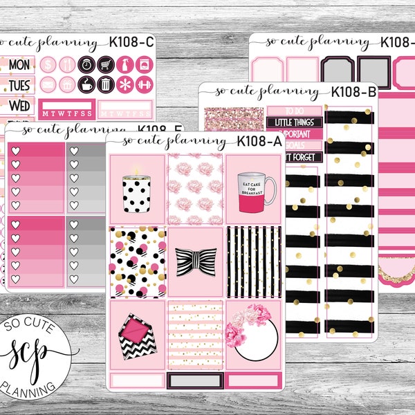 Pretty Little Things Weekly Kit Stickers, Planner Stickers, Scrapbooking, Bullet Journals, No White Space Kit, Vertical Planner Stickers