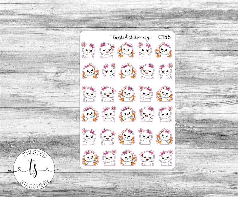 Mello Emoji Angry Mad Sheet Stickers, Character Kawaii, Planner ...