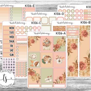 Fall Florals Weekly Kit Stickers, Planner Stickers, Scrapbooking, Bullet Journals, No White Space Kit, Vertical Planner Stickers