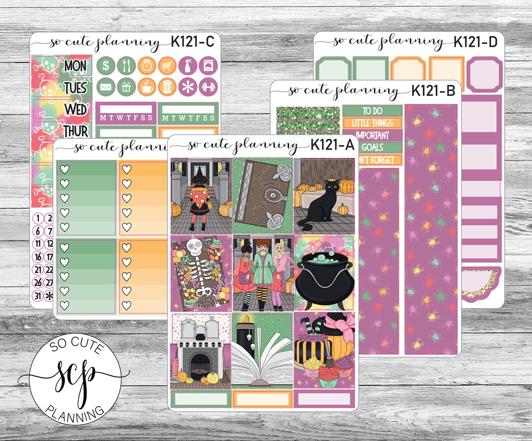 Hocus Pocus Weekly Kit Stickers, Planner Stickers, Scrapbooking, Bullet ...