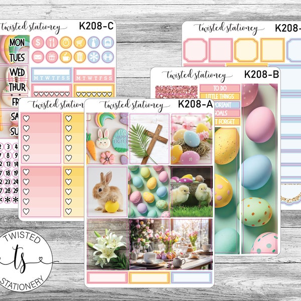 Easter Photo Kit Weekly Kit Stickers, Planner Sticker, Scrapbooking, Bullet Journal, No White Space Kit, Vertical Planner Stickers